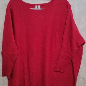 Red Sparkle Sweater Oversized Medium